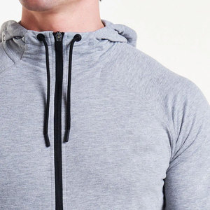 Sudadera con Capucha y Cierre de Cremallera para Hombre, Corte Ajustado, Manga Larga, Color Gris Sólido, Informal, para Otoño, Tejido Transpirable - Product Image 5
