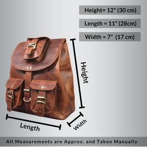 Men's Genuine <b>Leather</b> <b>Rucksack</b> Durable Portable Rustic Front Pockets Drawstring Closure Adjustable Straps Lightweight Modern - Product Image 5