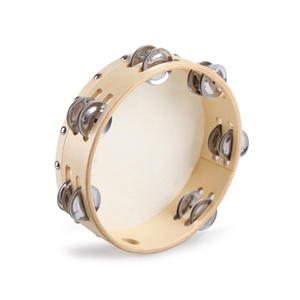Tambourin en bois écologique avec tête en peau de chèvre et jingles en acier pour les événements musicaux, les activités en classe et la musique folklorique - Product Image 3