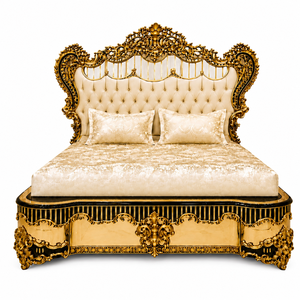 Muebles de Dormitorio de Madera de Teca Tallada a Mano de Lujo, Diseño Victoriano, Cabecera Acolchada, Tamaño Personalizable, Muebles de Hogar de Lujo - Product Image 3