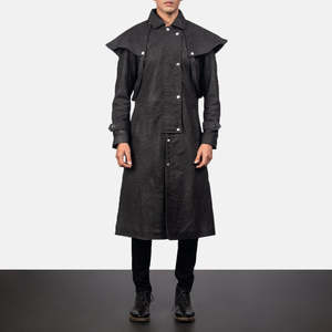 Manteau en cuir noir pour homme Macho - Product Image 1