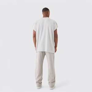 2025 personnalisé 100% coton hommes T-Shirt longueur recadrée surdimensionné col rond coupe avec manches courtes unies Stock disponible - Product Image 2