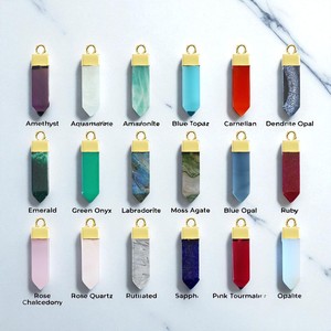 Pendentif crayon en onyx vert plaqué or pour la fabrication de bijoux, boucles d'oreilles et colliers - Product Image 2