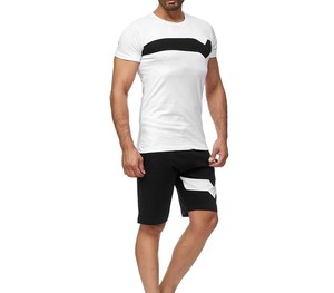 Camiseta informal de verano para hombre de poliéster/algodón duradero, conjunto corto transpirable antiarrugas, calidad superior, venta al por mayor, OEM hecho a medida - Product Image 3