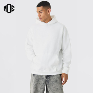 เสื้อมีฮู้ดแบบสวมหัวผ้าคอตตอนสีขาว100% สำหรับผู้ชายเสื้อผ้าแนวสตรีทไซส์ใหญ่พิมพ์ลายเทอร์รี่หนามีซิปออกแบบโลโก้ได้ตามต้องการสำหรับฤดูหนาว - Product Image 1