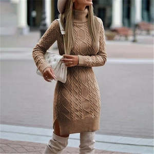 Loren <b>Wool</b> Patterned Midi Length Knit <b>Dress</b>, 3784 - Product Image 1