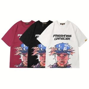 T-shirts graphiques personnalisés pour hommes, vente en gros, 100 % coton épais, coupe classique, écologiques, respirants, style hip-hop - Product Image 1