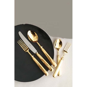 Couverts en acier inoxydable poli or de luxe de haute qualité couverts polonais brillants ensembles de vaisselle au design de luxe - Product Image 1