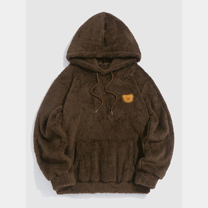 OEM personalizado Chenille bordado Sudadera con capucha hombres canguro bolsillo cordón mullido Sudadera con capucha Micro Sherpa Polar Fleece Sudadera con capucha para hombre - Product Image 1