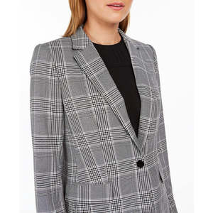 Blazer da Donna Calvin Klein a Quadri con Un Bottone, Tessuto Intrecciato con Motivo Stampato, Chiusura Doppiopetto, Taglia 10, Argento - Product Image 3
