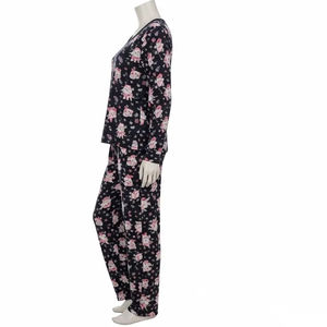 Breathable Knitted Women Sleepwear with Heat Transfer Printing Soft Cotton Blend Fabric Comfortable Nightwear <b>Pajamas</b> for Ladies - Product Image 1