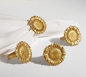 Vente en gros Rond de serviette en métal doré avec motif tournesol Hôtel restaurant pour mariage d'Inde - Product Image 3