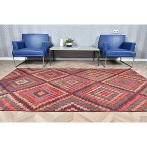 Alfombra Grande Vintage de 4.8x8.6 pies, Alfombra Turca, Alfombra Kilim con Diseño Floral Rojo - Product Image 3