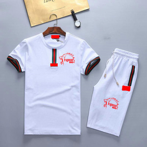 Conjunto de camiseta y pantalón corto para hombre, conjunto de verano, chándal personalizado Unisex para mujer, chándal de algodón de 2 piezas - Product Image 5