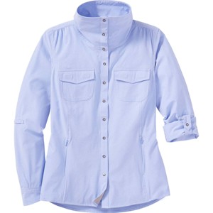 Camisa clásica de manga enrollable para mujer-Blusa versátil con botones delanteros para uso laboral, informal o al aire libre - Product Image 1