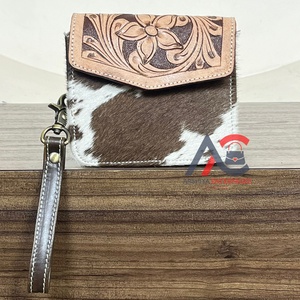 Monedero de Cuero Genuino Hecho a Mano, Pequeño y Lujoso, Mini Cartera de Cuero Vacuno con Pelo, de Alta Calidad para Mujer - Product Image 1