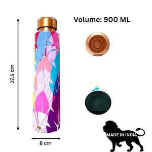 Bouteille d'eau en cuivre pur imprimée ayurvédique, design de bouteille en cuivre imprimée, étanche, pour le bureau et la maison - Product Image 3