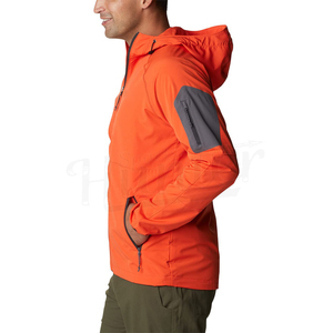 Chaqueta Ligera Impermeable para Hombre, Estilo Casual, con Capucha, Estampada, de Tejido Softshell, Color Naranja, Cuello Alto, para Senderismo y Camping - Product Image 3