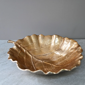 Bol en laiton décoratif classique pour la maison 2 pièces vaisselle de luxe en gros-bol en laiton de conception de texture de feuille moderne - Product Image 6