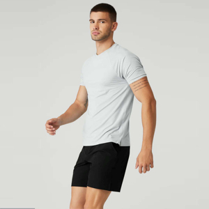 T-shirt athlétique 100% coton pour hommes de haute qualité à séchage rapide évacuant l'humidité à manches courtes haut de fitness pour les sports de course à pied - Product Image 1