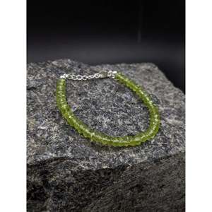 Natural Faceted Rondelle Peridot <b>Gemstone</b> <b>Bracelet</b> Crystal Jewelry for Women - Product Image 1