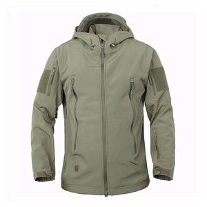 Nueva chaqueta Softshell para hombre de alta calidad personalizada con cuello levantado y tela de lona de manga larga para invierno - Product Image 2
