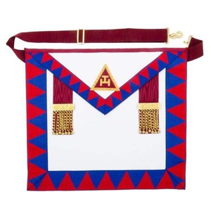 Tablier et écharpe brodés des Compagnons de l'Arche Royale maçonnique, fabriqués en cuir de coton et ruban pour l'usage maçonnique - Product Image 4