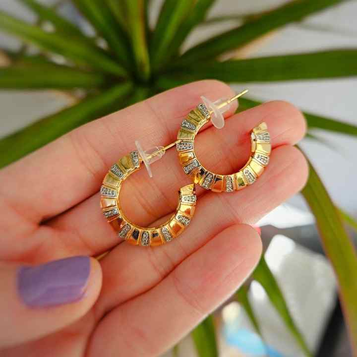 Brand Hoop Earrings with Prism Stone