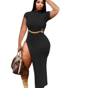 Vestido Maxi de Moda Tallas Grandes Liu Ming, Casual de Verano, Ajustado, Cuello Alto, Manga Casquillo, Abertura, Transpirable, Natural, Sexy, con Encaje Hueco - Product Image 5