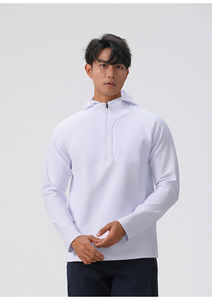 Mens Performance Oversized Quarter-<b>Zip</b> Woven Breathable <b>Front</b> Logo Sweatshirt Quick-Dry Long Sleeve Gym <b>Top</b> for Autumn & Winter - Product Image 2