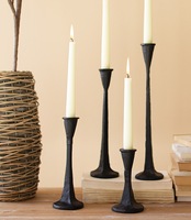 Ensemble de bougeoirs coniques en fonte faits à la main, laiton doré et noir, pour table à manger, style ferme, art moderne, unique