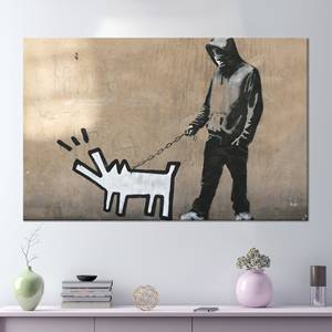 Canvas <b>Print</b>: Banksy Barking Dog Graffiti Modern Wall <b>Art</b>,WRAPPED CANVAS - Product Image 1