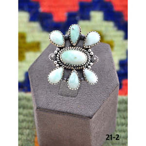 Bague ajustable en argent sterling et turquoise Paloma d'inspiration sud-ouest, bijou tendance en acier inoxydable avec sertissage clos, cadeau idéal - Product Image 1