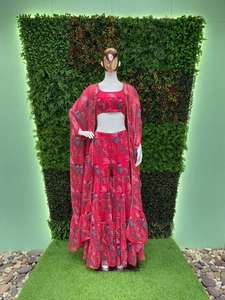 Choli Exclusivo de Georgette Estampado con Falda Sharara Amplia y Dupatta con Volantes, Calidad Premium a Precio de Mayoreo - Product Image 3