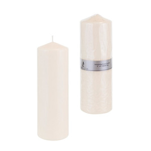 CGA089-I - 3 Velas de Pilar con Tapa Abombada de 9 cm, Sin Aroma - Color Marfil - Product Image 1