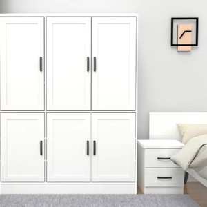 Elegante armario de dormitorio de 6 puertas hecho en Malasia, gran espacio colgante, Panel OEM, estilo de madera, apartamento, hogar, Hotel, taller de diseño moderno - Product Image 1