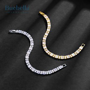 8mm 18K <b>White</b> <b>Gold</b> 925 Sterling Silver VVS Moissanite Diamond Iced Baguette & Round Cut Double Row Tennis <b>Bracelet</b> - Product Image 5