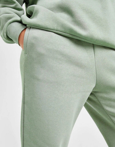 Nouvel ensemble de survêtement pour femme en vert olive surdimensionné à épaules tombantes, 2 pièces, sweat à capuche et pantalon de jogging avec poche kangourou, 100% coton - Product Image 5