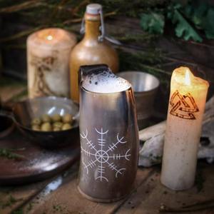 Tasse à corne à boire Viking avec corne de buffle gravée Design animal religieux écologique - Product Image 5