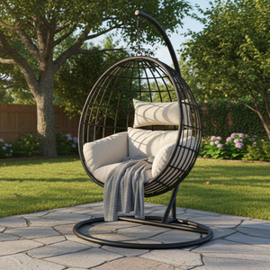 Fauteuil œuf en rotin - Durable, confortable, écologique, léger, mobilier d'extérieur, design minimaliste pour hôtels, salle à manger, salon - Product Image 4