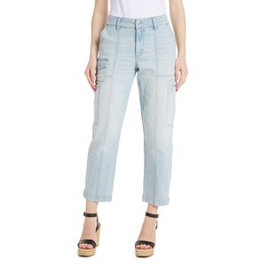 Pantalones de Mujer, Jeans Anchos Casuales Deslavados, Ropa de Mujer / Jeans de Mujer de Cintura Alta, Estilo Vintage Lavado - Product Image 1