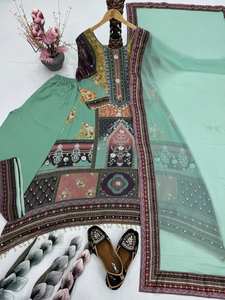 Nuevo diseñador Fuax Georgrtte Digital Print Hand Work Fancy Salwar Suit con dupatta para ropa de mujer India pakistaní - Product Image 3