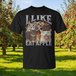 T-shirt da donna con stampa grafica 'I Like to Eat Apples Cat Meme' - Design promozionale con meme gatto - Product Image 3