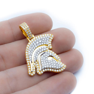 925 argent Sterling Moissanite guerrier casque Style Fine pendentif personnalisé Hip Hop bijoux cadeau populaire Moissanite diamant breloques - Product Image 3