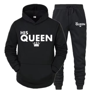 Survêtements imprimés QUEEN pour elle ou KING pour lui, ensembles décontractés à capuche pour couple - Product Image 1