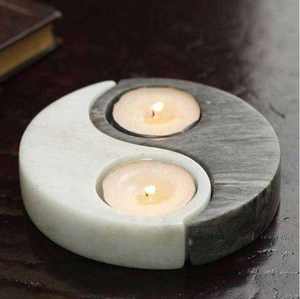 Bougeoirs en bois en forme de Yin-Yang pour chauffe-plat pour décorations de Noël - Product Image 3