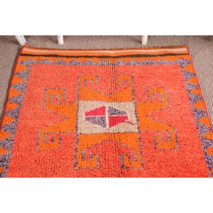 Turkish <b>Runner</b> <b>Rug</b>, 3x11.6 ft Vintage <b>Rug</b>, Orange Herki Wool <b>Rug</b> - Product Image 5
