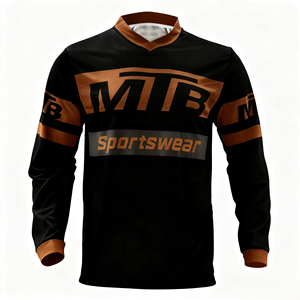 Jersey Profesional de Ciclismo MTB de Manga Larga, Negro y Blanco, de Secado Rápido y Transpirable, Sublimado Personalizado, para Motocross y Descenso - Product Image 3