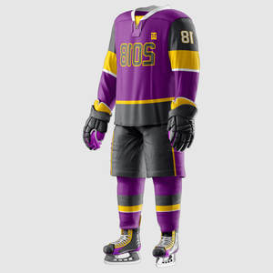 Ensemble de pantalons et maillots de hockey sur glace faits à la main avec logo personnalisé Nouveau design de vêtements d'équipe pour adultes avec service OEM disponible - Product Image 3