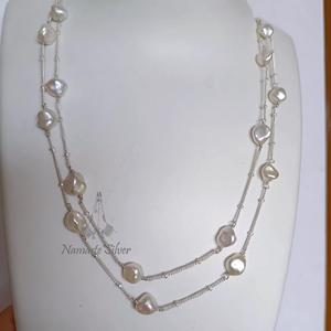 Collier ras-de-cou en perles d'eau douce, bijoux de mariée multicouches en argent sterling - Product Image 4